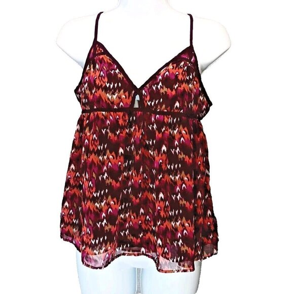 Y2K Forever 21 womens KEYHOLE PURPLE tank top shirt MEDIUM Geometric LIGHTWEIGHT - Picture 1 of 8